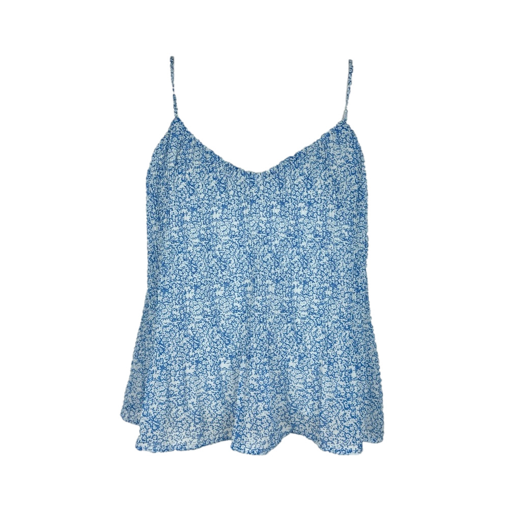 MNG blue floral pleated top